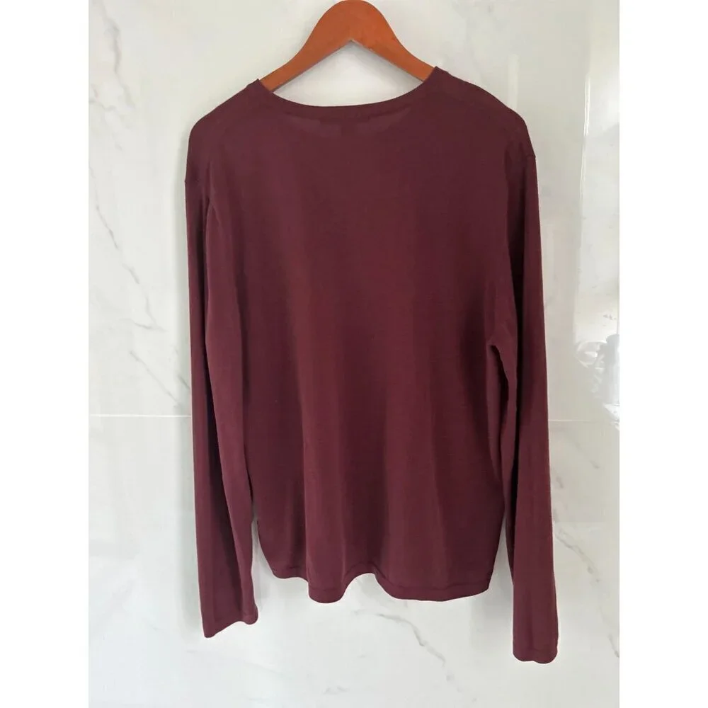 J.CREW Burgundy Crewneck Cotton Knit Burgundy Red Made in Japan Size Large